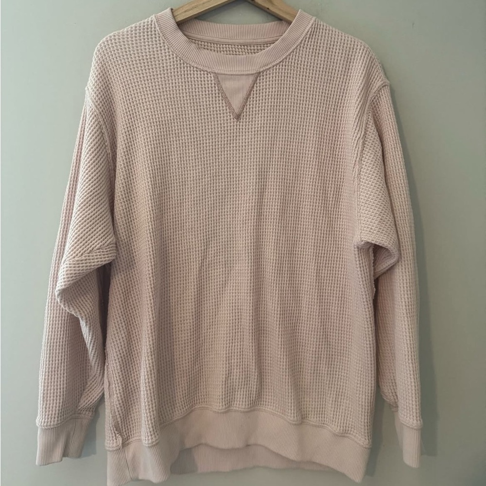 Aerie Pink Waffle Sweatshirt
